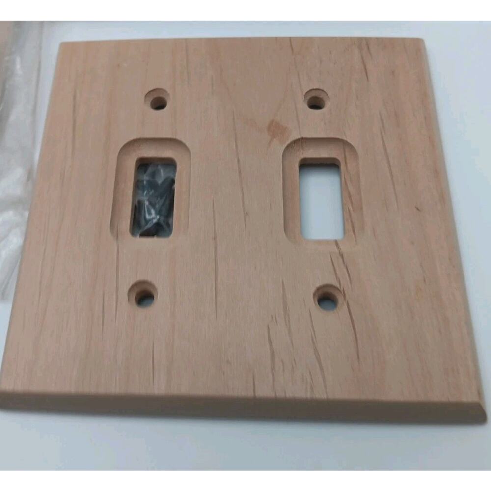 Lot of 5 Amerelle Unfinished Wood 2 Gang Toggle Switch Plate Paint Stain New